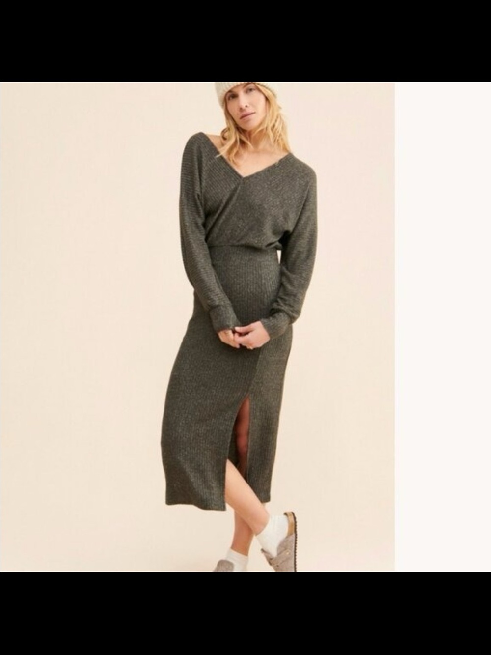 Anthropologie Daily Practice Barre Ribbed Knit Midi Dress